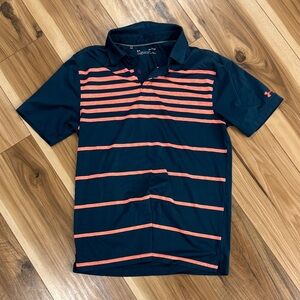 Under Armour Men's Polo in Navy and Coral Stripes